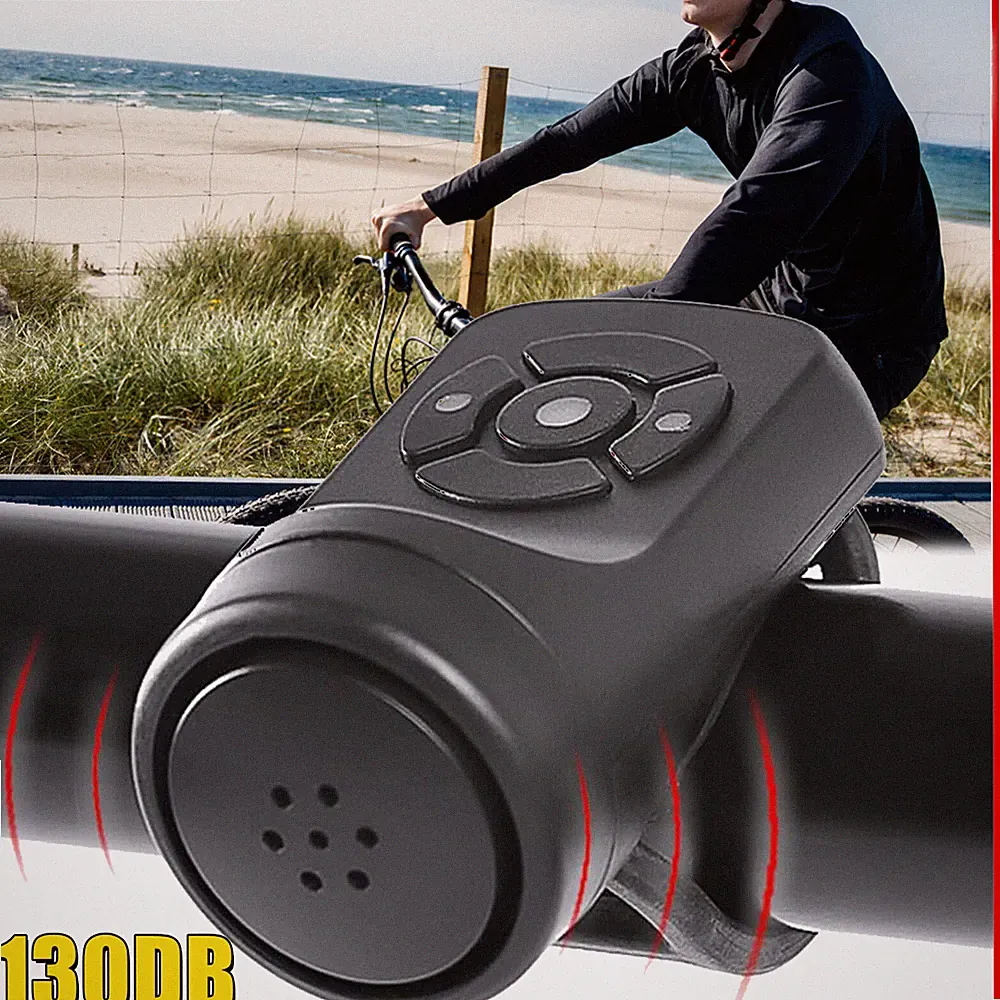 130DB Electric Bike Horn 4 Sound Modes Loudest Electronic Bicycle Bell IP65 USB
