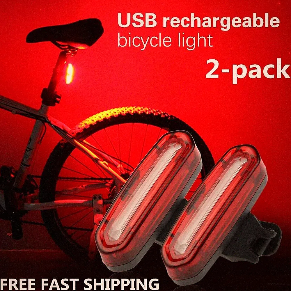 2 X Rechargeable USB LED Bike Bicycle Tail Cycling Back Light Waterproof 6 Modes