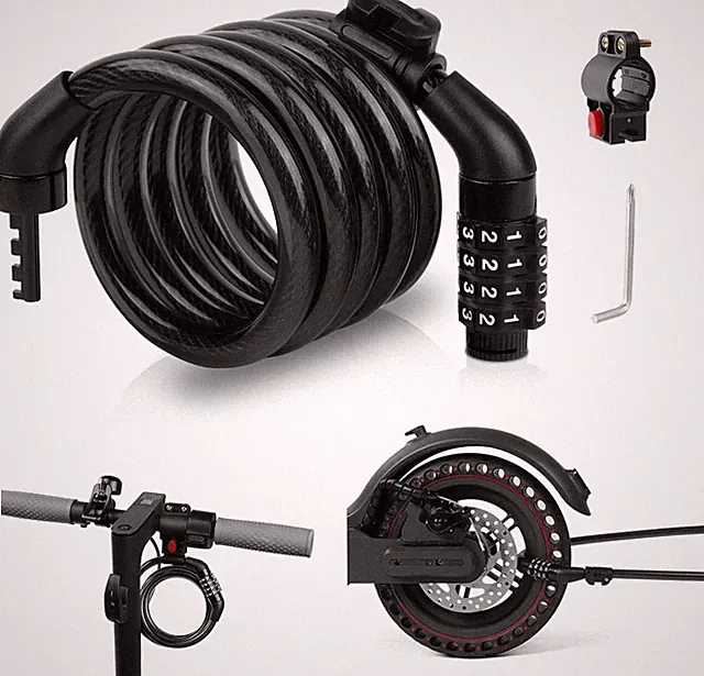 4FT Scooter Lock Anti-Theft, Bike Locks Cable Combination 4 Digit/12 Steel Cable