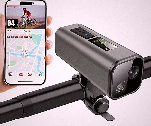 Action Camera 4K 30Fps with GPS Tracker, Wireless Bike Camera, Cycling Speedomet