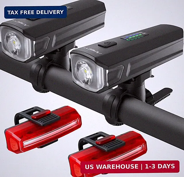 APECYC Bike Lights USB-C Rechargeable Bicycle Front Headlight and Rear Taillight