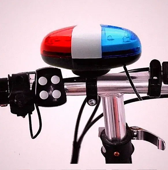 Bicycle Accessories 6 LED 4 Tone Sounds Bicycles Bell Police Light Electronic