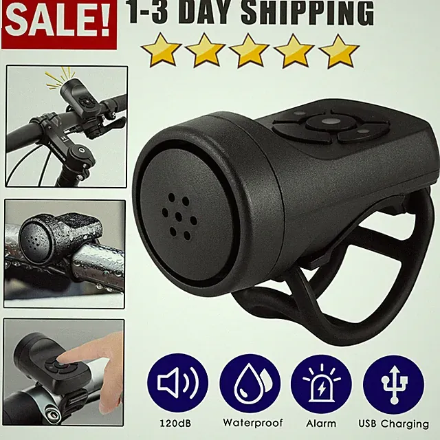 Bike Electric Horn 120dB Sound Loud Bicycle Bell Ring Siren Alarm Speaker w/Clip
