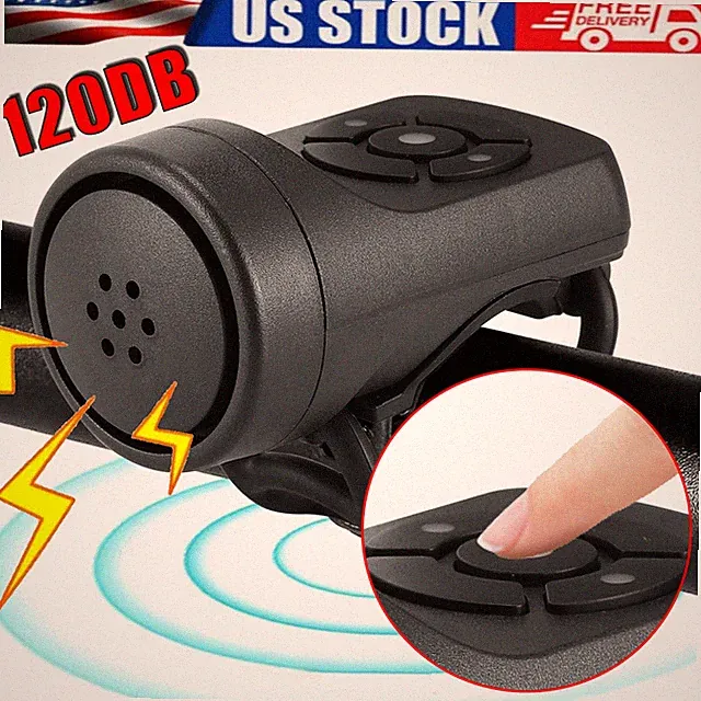 Bike Electronic Loud Horn High Decibel Bicycle Handlebar Ring Bell 120dB Alarm