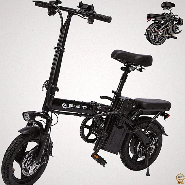 EBKAROCY Folding Electric Bike 400W 48V Battery EBike Bicycle 14" 25mph E-Bike