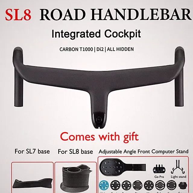 Flare 6° Road Bicycle Handlebar Internal/Electronic Routing with Computer Mount