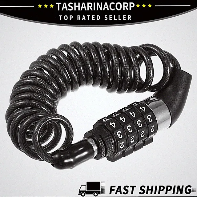 Helmet Lock Bike Cable Lock 4 Digit Security Resettable Combination Locks