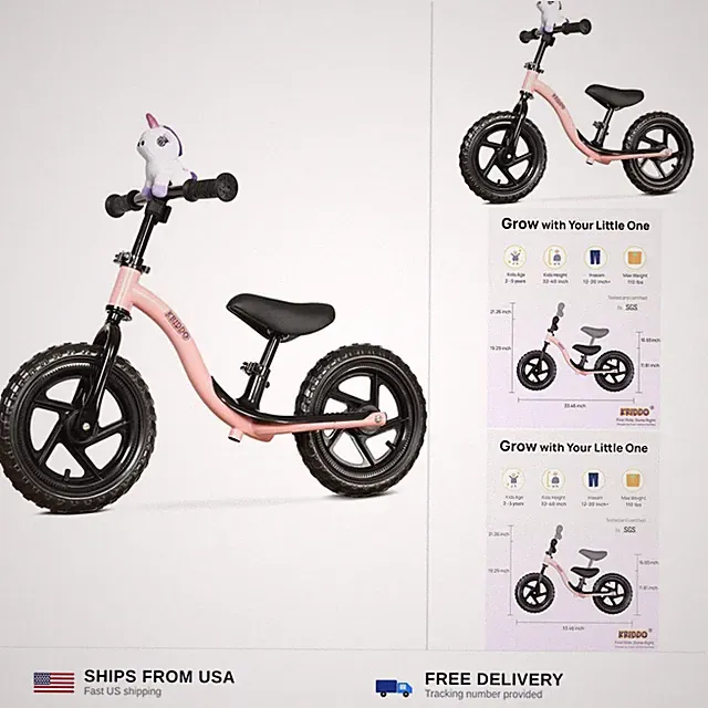 KRIDDO Toddler Balance Bike 2 Year Old, Age 24 Months to 5 Years Old, Early L...