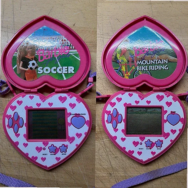 Lot Of 2 Vintage Barbie Handheld Games Soccer & Mountain Bike UNTESTED