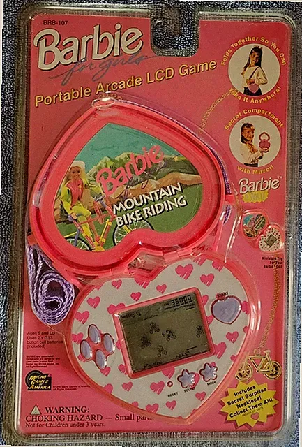 Rare Vintage 1997 Barbie Mountain Bike Riding LCD Game W/Compartment New Sealed