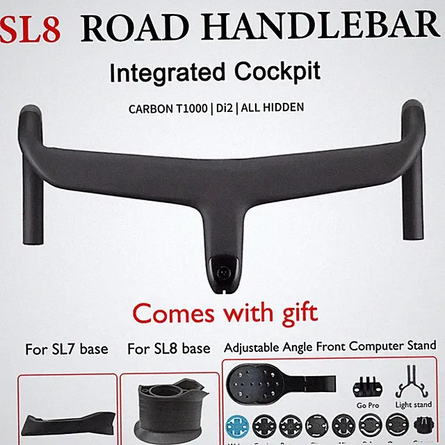 Road Bike Handlebar Flare 6° Internal/Electronic Routing with Computer Mount