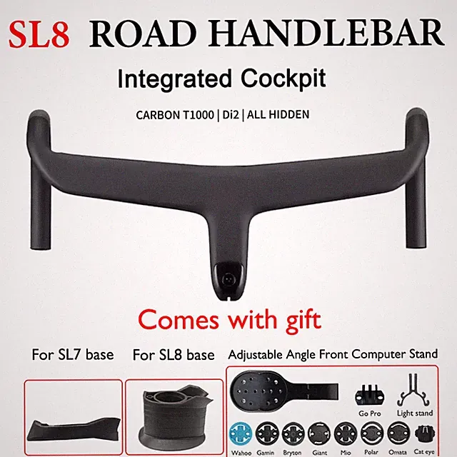 Road Bike Handlebar Internal/Electronic Routing 380-440mm with Computer Mount