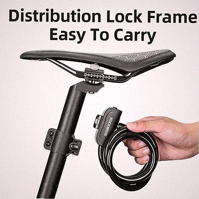 ROCKBROS Cable Lock 14.4mm*45" Cycling Bicycle Combination Lock Black Anti-theft