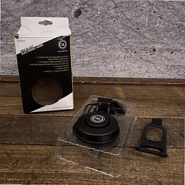 Sunlite Mini Blast Electronic Bicycle Horn 120dB USB Rechargeable Black 912943
