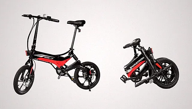 Swagtron EB7 - 16" Folding Electronic Bike - Black & Red