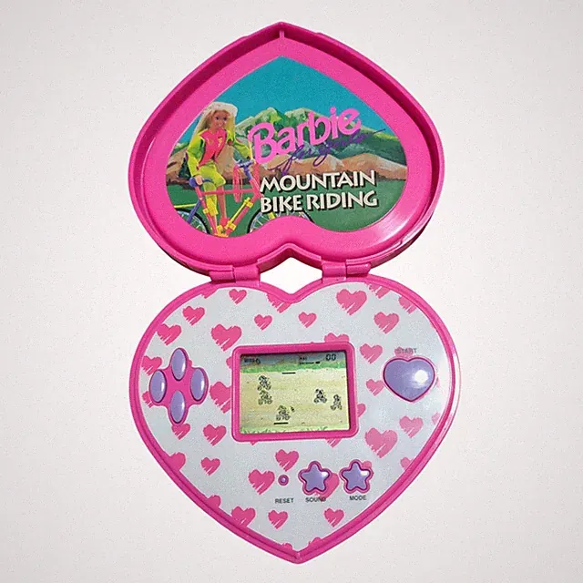 Vintage 1997 Barbie Mountain Bike Riding Handheld Game LCD W/Compartment -Works